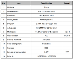 หน้าจอ IPS TFT ขนาด 7 นิ้ว ความละเอียด 1024*600 RGB IPS ป้องกันแสงสะท้อน แผงควบคุมบ้านอัจฉริยะ IoT พร้อมหน้าจอ LCD แบบ CTP - Product Image 5