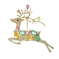 Broche de Cristal XILIANGFEIZI con Diseño de Ciervo Sika, Broche de Cobre con Zirconia de Alta Calidad, Regalo de Navidad, Joyería Fina con Piedras Preciosas