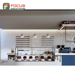 Exhibidor de Productos de Café Estilo Boutique, Acabado con Aspecto de Madera, Diseño de Estantes Abiertos, Exhibidor para Cafetería - Product Image 4