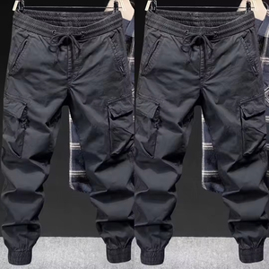 Men's Formal <b>Harem</b> Pants Trendy American Style Solid Color Canvas Breathable Anti-Pilling Mid Zipper Fly Flat Loose Fit Spring - Product Image 2