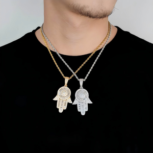 เครื่องประดับสตรีทแวร์ระดับไฮเอนด์ GRA มอยส์ซาไนต์ จี้รูปมือโชคดีแบบสั่งทำพิเศษ เงินแท้ S925 ชุบทองคำแท้ พร้อมสร้อยคอสำหรับคอนเสิร์ต - Product Image 6