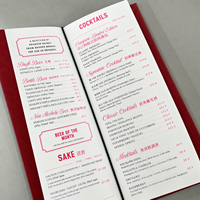 Menu personnalisé en cuir PU avec logo en feuille d'or gaufrée, dossier de menu pliable en cuir rigide pour bar et restaurant