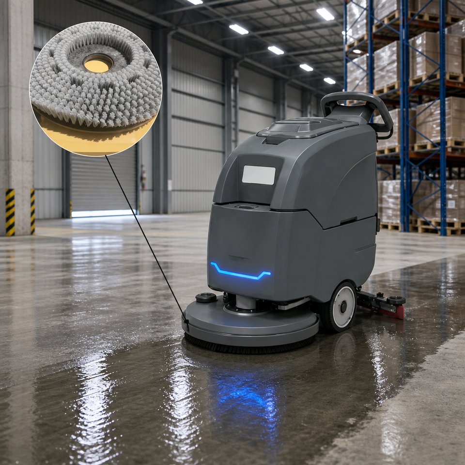 High Efficiency Walk Behind Floor Scrubber With 21500 Square Feet Hour ...