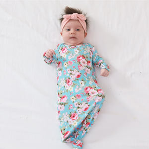 Conjunto de ropa de bebé de algodón anudado al por mayor, mameluco de bambú para bebé, saco de dormir de cuerpo entero - Product Image 1