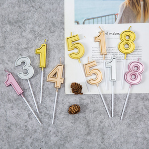 Number Shape Birthday <b>Candles</b> 3D Gold Silver Paraffin ABS Single <b>Wick</b> For Parties Decorations - Product Image 2
