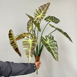 Feuilles de Taro Artificielles Meng Jie 30cm-100cm en PVC avec Base Gaufrée pour Décoration Intérieure et Arrangements Floraux - Product Image 1