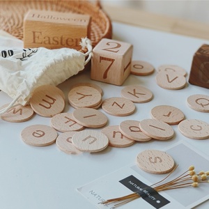 Đôi có kích thước khắc Montessori chữ hoa chữ thường di chuyển bảng chữ cái tiền xu gỗ sồi động vật đĩa khối cho trẻ em - Product Image 6