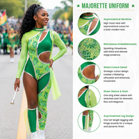 Uniforme de majorette bicolore, costume personnalisé pour équipe de danse, tenue de performance contrastée, uniforme de fanfare