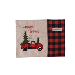 Christmas home decorations, <b>red</b> and black checkered <b>placemats</b>, cartoon tablecloths, table mats, home dining table decorations, - Product Image 5