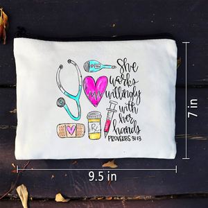 Personalized Eco Friendly Custom Cotton Makeup Cosmetic Zipper Pouch Reusable <b>Plain</b> Cotton <b>Canvas</b> Bag With Logo - Product Image 6