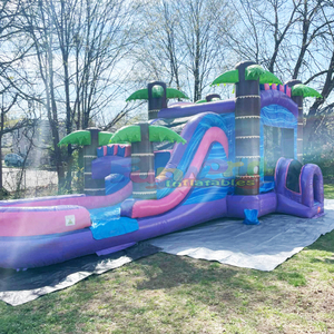 Commercial grade outdoor backyard party jumpers commercial bounce <b>house</b> <b>inflatable</b> pink tropical bouncer for kids - Product Image 2