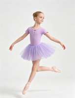 Vestido de Ballet con Tutú Morado de Manga Corta para Niñas Pequeñas, con Lentejuelas Brillantes, Tul, Spandex/Nailon, Estampado Digital, Leotardo para Danza Escénica