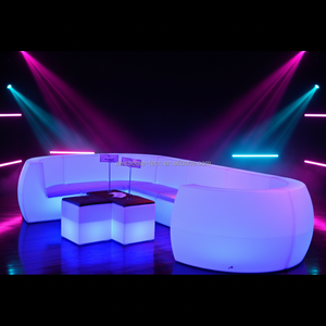Ensemble de canapés en plastique blanc de luxe moderne en forme de L avec éclairage LED, changement de couleur, style contemporain, meubles pour salon - Product Image 5