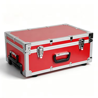 Chariot en aluminium rouge personnalisable, échantillon roulant, valise de transport avec poignée télescopique, mousse EVA rembourrée, support OEM facile à transporter