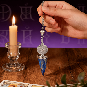 Prix d'usine Pendule conique en cristal de quartz pour la méditation, le Reiki, la sorcellerie et la spiritualité, avec motif Œil tout-voyant, pour la guérison et l'équilibre - Product Image 1