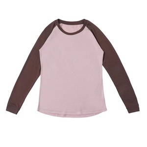 <span class=keywords><strong>Sous</strong></span>-vêtement simple uni en laine mérinos 100% à col rond tricoté pour femmes, manches raglan - Product Image 1