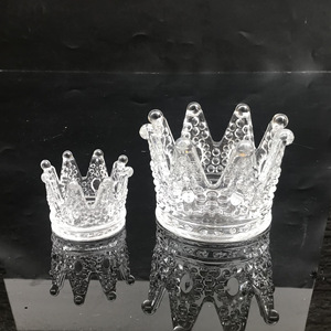 Support de bougie en <span class=keywords><strong>verre</strong></span> ambré <span class=keywords><strong>transparent</strong></span> en forme de couronne, pour bougies chauffe-plat, décoration de mariage, fête, maison - Product Image 2