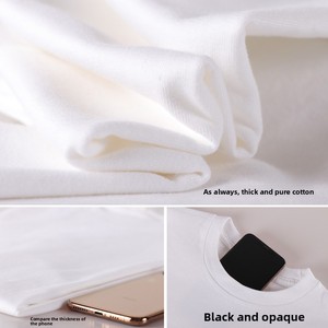 T-shirt Estiva Unisex da Uomo in Puro Cotone Girocollo Vestibilità Ampia Traspirante <span class=keywords><strong>Mezza</strong></span> <span class=keywords><strong>Manica</strong></span> 220g Abbigliamento Sportivo Nero Bianco - Product Image 3