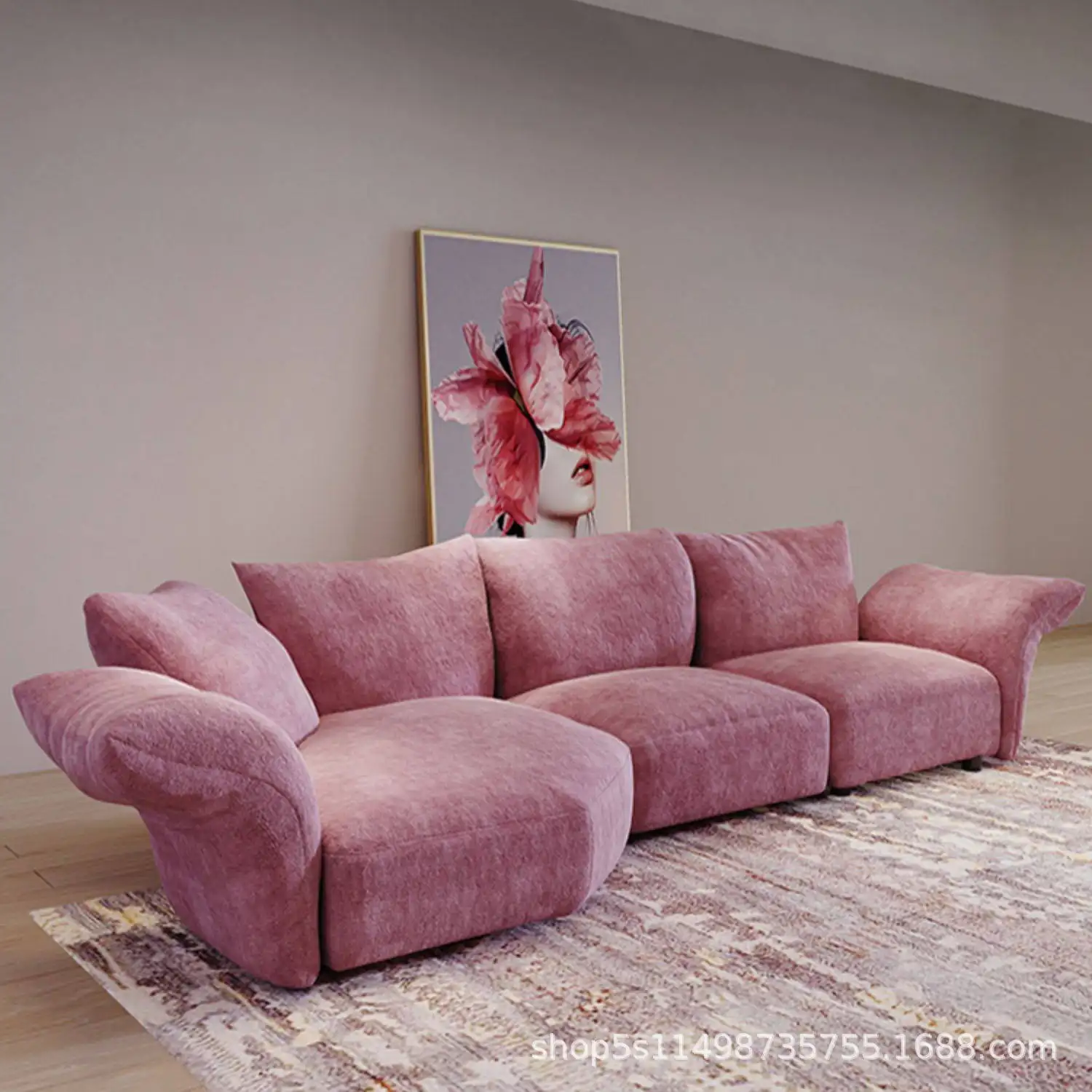 Italian minimalist petal sofa art light luxury living room designer creative special-shaped corner foldable sofa