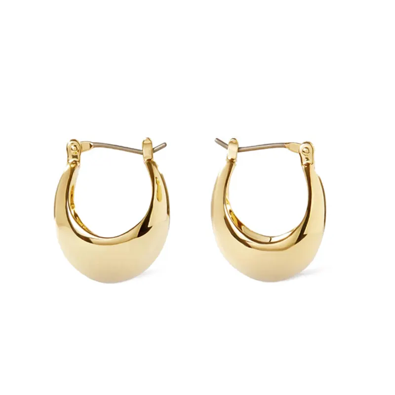 925 silver Sterling Women Jewelry 14K 18K Vermeil Bold Gold Statement Chunky Drop Hoop Large Huggie Earrings