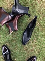 Bottes Chelsea Goodyear pour hommes en cuir de veau, style britannique, faites à la main, à bout carré, pour tenue formelle
