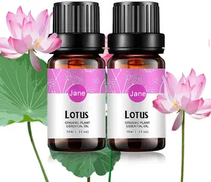 Óleo essencial para aromaterapia com flor lotus, 100% puro, orgânico, óleo essencial para difusor, umidificador, massagem, cuidados com a pele, vela