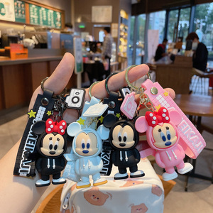 Tùy chỉnh thiết kế thời trang xe Keyring phụ kiện phim hoạt hình đáng yêu Mickey Minnie Keychain với xách tay dây đeo cổ tay schoolbag Mặt dây chuyền - Product Image 1