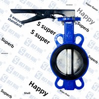 Katup Kupu-kupu Flens Ganda D71X-10/16Q Besi Ulet Segel Karet Lunak Katup Manual Centerline Butterfly untuk Ruangan