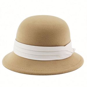 Sombrero Cloche de Lana Sintética para Otoño e Invierno, Estilo Vintage, Elegante, para Mujer, Moda, Iglesia, Venta al Por Mayor - Product Image 3