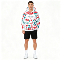 Sweat à capuche pour homme personnalisé OEM ODM avec impression par sublimation, motif de Noël, impression 3D sur toute la surface, pour les fêtes de Noël