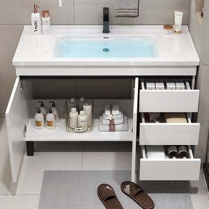 Ensemble de meubles de salle de bain modernes et minimalistes, lavabo, meuble sous-vasque, lavabo sur pied - Product Image 2