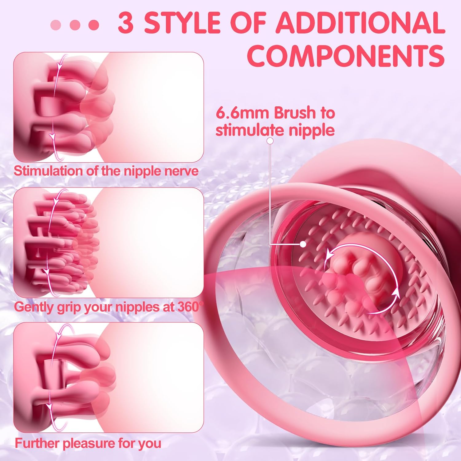Nipple Vibrator Clamps - 10 Modes Manual Sucking, Waterproof Nipple  Massager with 3 Brush Heads for Enhanced Stimulation