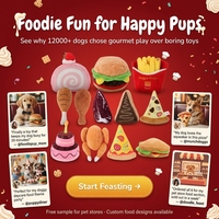 Nouveaux jouets pour chiens en peluche en forme de nourriture, jouets interactifs couineurs pour chiots, gâteau, pizza, burger, steak, frites, jouets pour animaux de compagnie pour petits chiens