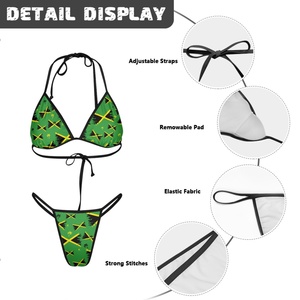 Set Bikini Personalizzato <span class=keywords><strong>da</strong></span> Donna, Top Triangolare con Allacciatura al Collo, Slip a Vita Bassa, Costume <span class=keywords><strong>da</strong></span> <span class=keywords><strong>Bagno</strong></span> Due Pezzi con Stampe su Richiesta - Product Image 5