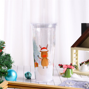 Vaso Térmico Navideño con Pajita, 700ml, Doble Capa, Tapa Reutilizable, Aislamiento Térmico, Diseño de Santa, Muñeco de Nieve y Reno, Regalo Navideño - Product Image 4