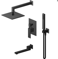 Ensemble de douche de salle de bain tout-en-un UPC: mitigeur de douche noir + ensembles de robinets de système de douche dissimulés