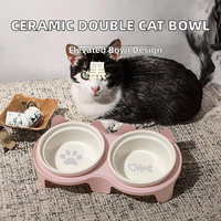 Gamelle double en céramique pour chat avec design surélevé pour la santé de la colonne vertébrale