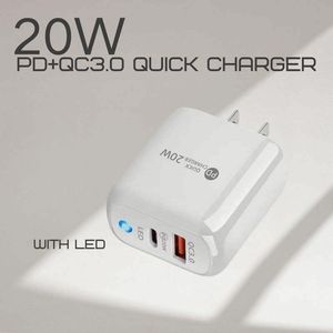 20W USB C Phone Charger <b>Adapter</b> US EU <b>Plug</b> QC3.0 USB Type C Wall Charger Dual Port A+C Travel Block Charger - Product Image 4