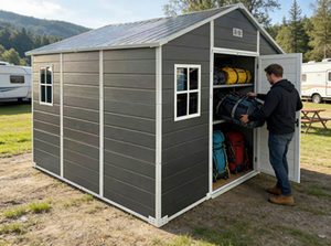 ZJIM ZJGP-J10x8-01S Windproof &amp; Snowproof PP <strong>Storage</strong> Shed Heavy Duty Outdoor <strong>Garden</strong> <strong>Tool</strong> House with Windows &amp; Ventilation - Product Image 1