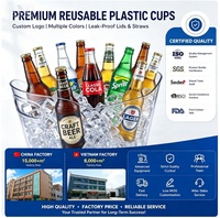 2 seaux à glace en plastique PET transparent et durable de 12 L avec poignée, seaux à champagne, seaux à glace pour bar à cocktails et refroidisseur à vin pour fêtes