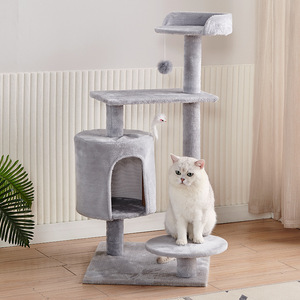 Árbol rascador para gatos al por mayor, casa para gatos integrada, ahorrador de espacio para apartamentos pequeños, juguete para gatos, poste rascador de sisal para mascotas - Product Image 1