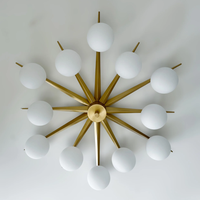 Plafonnier Sputnik moderne du milieu du siècle en or avec globes en verre dépoli, lampes de plafond LED en fer pour salon et restaurant