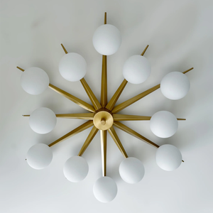 Lámpara de Techo Sputnik Moderna de Mediados de Siglo, Dorada, con Globos de Vidrio Esmerilado, de Hierro, para Sala de Estar, Restaurante, LED - Product Image 3
