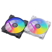 Ventilateur de boîtier PC SNOWMAN XF120 120mm ARGB à roulement à huile, dissipateur thermique en aluminium noir, faible bruit 18dBA, autocollant personnalisé, commande OEM acceptable