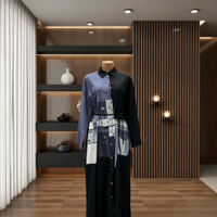 Robe d'été tendance 2026 à blocs de couleur et col en V, tenue de bureau élégante et professionnelle, vêtement quotidien modeste pour femmes africaines