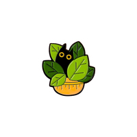 Badge personnalisé à épingler, motif 'The Wonderful Por Plant' avec des cactus et des chats noirs
