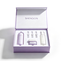 Boîte cadeau rigide magnétique de luxe en forme de livre, couleur violet clair, avec logo personnalisé, insert en EVA floqué blanc pour emballage cosmétique