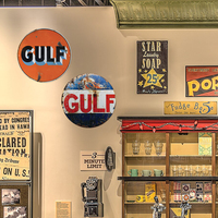 Juego de Letreros Metálicos Redondos Vintage de Gulf Oil, Decoración Retro para Pared de Garaje, Cueva del Hombre, Taller Automotriz, Gasolinera