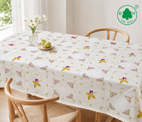 Nappe Xin Shu en PEVA personnalisée, motif cerisier violet, imperméable et résistante à l'huile, jetable, avec support en flanelle non tissée et bord ondulé