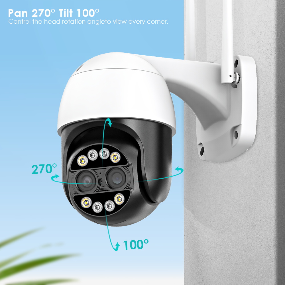 BESDER 4MP+4MP Dual Lens Wireless PTZ Camera Smart Home Colorful Night Vision Waterproof 8X CCTV Camera